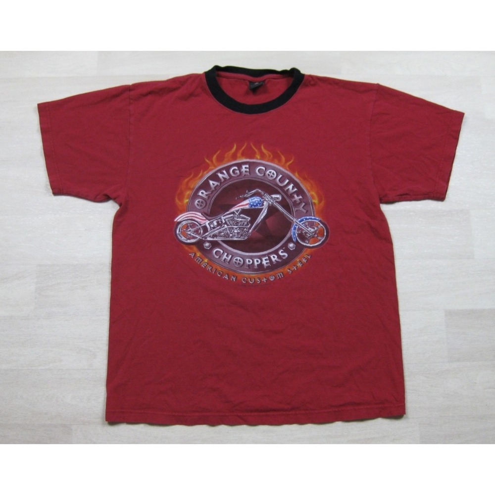Vintage Y2K Orange County Choppers T-Shirt Men's (L) Motorcycle Biker Flame